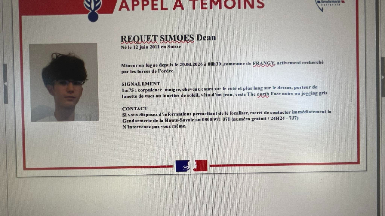 Frangy : un adolescent de 14 ans port&eacute; disparu