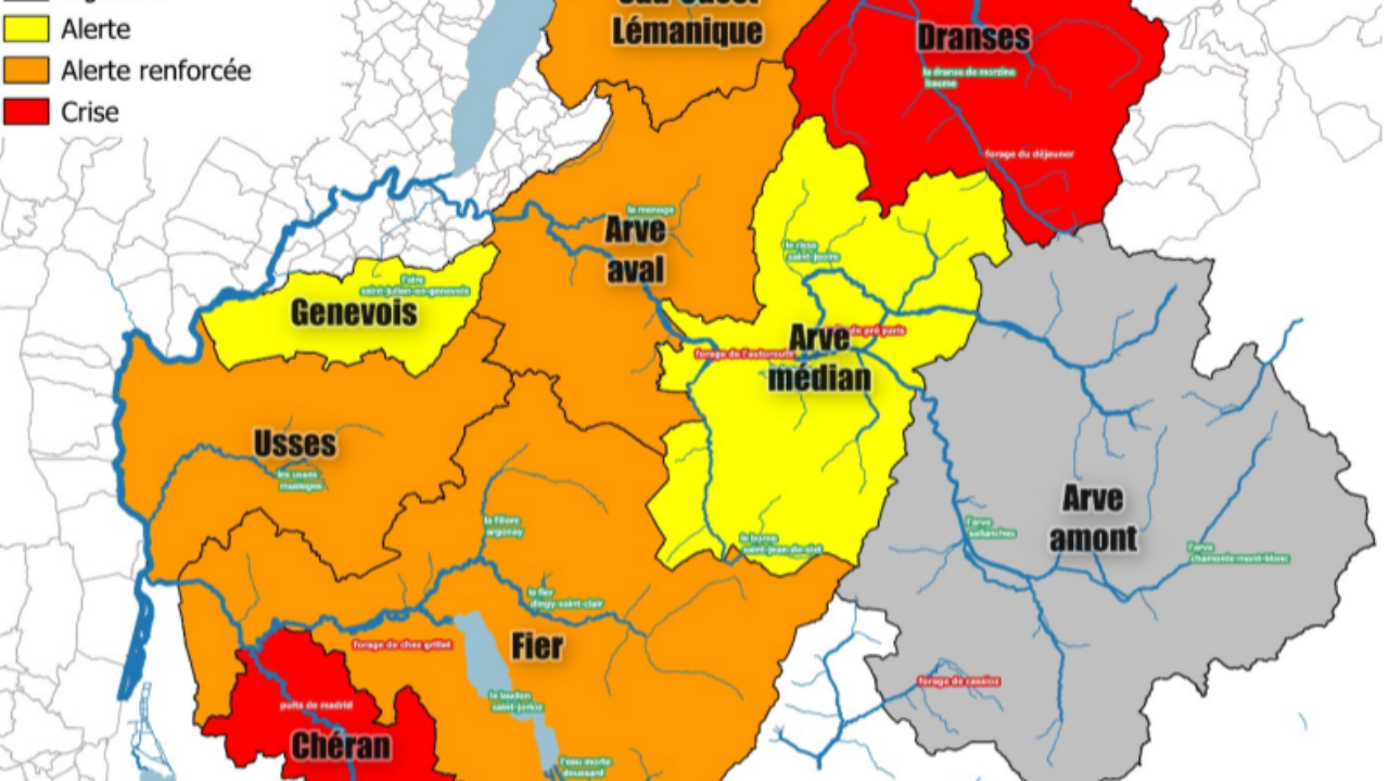 Haute-Savoie : alerte s&eacute;cheresse maximale dans les Dranses et le Ch&eacute;ran