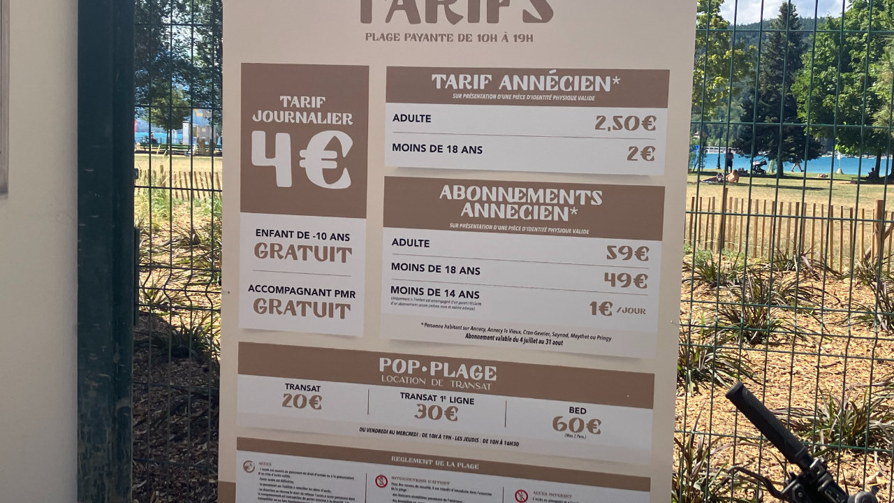 Plage de l'Impérial à Annecy : les tarifs pour l'été dévoilés Plage de l'Impérial à Annecy : les tarifs pour l'été dévoilés