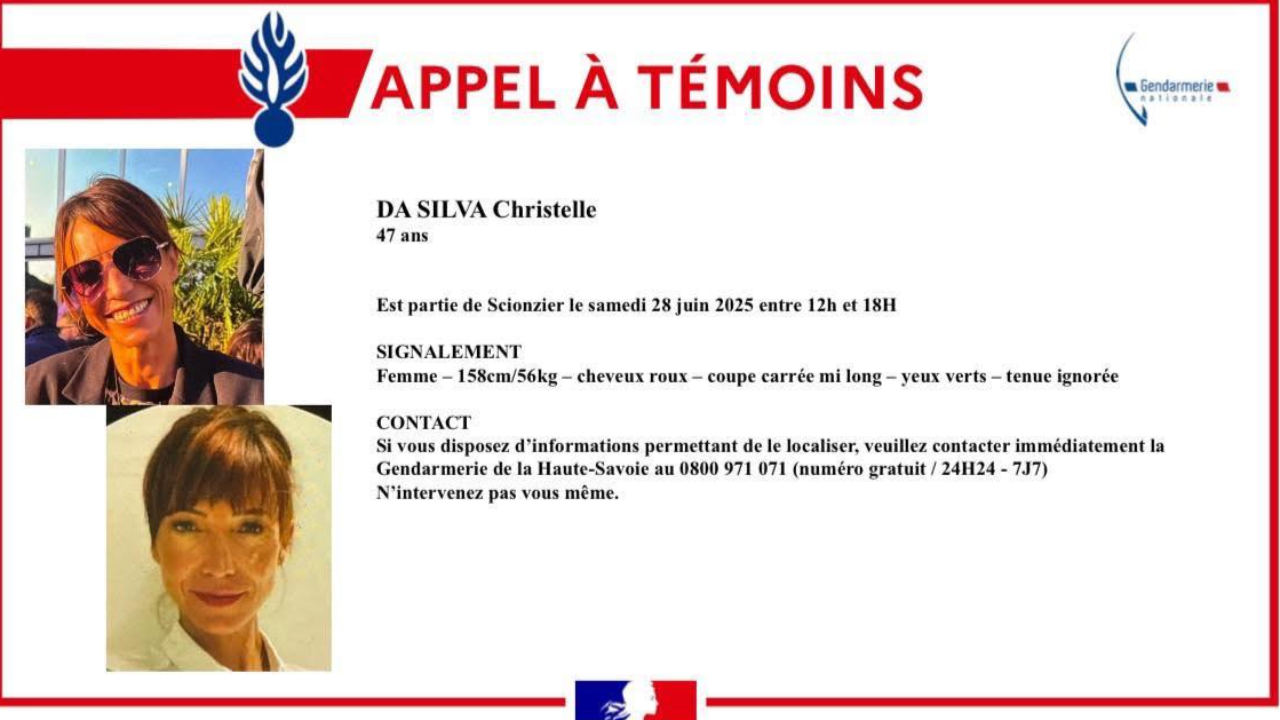 Scionzier : Disparition inquiétante d'une femme de 47 ans Scionzier : Disparition inquiétante d'une femme de 47 ans
